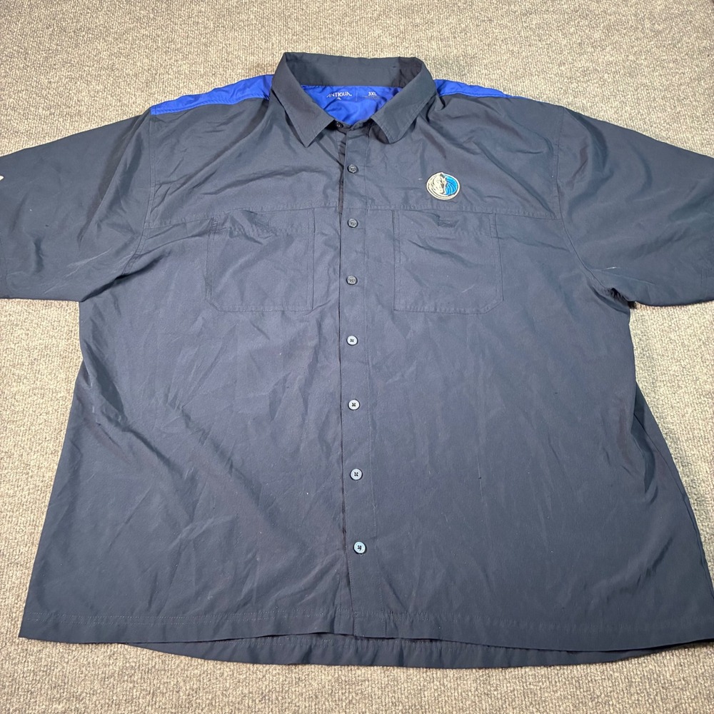 Antigua Dallas Mavericks NBA Polo Shirt Mens 3XL Navy Blue Embroidered Mavs Logo